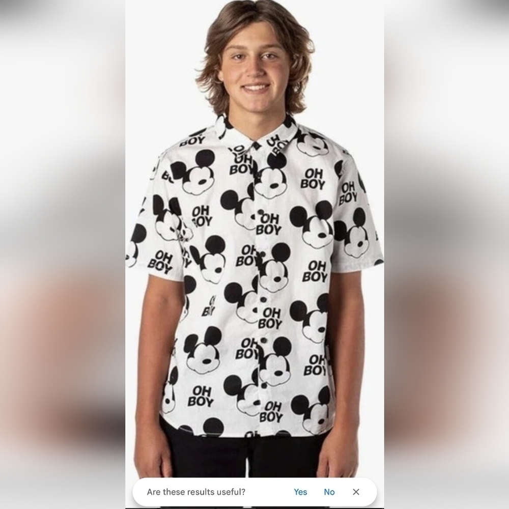 Disney Collection By Neff Men's Casual Black and White Mickey Mouse Shirt Size M